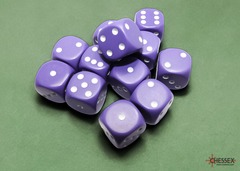 Opaque Purple/white 16mm d6 Dice Block (12 dice)